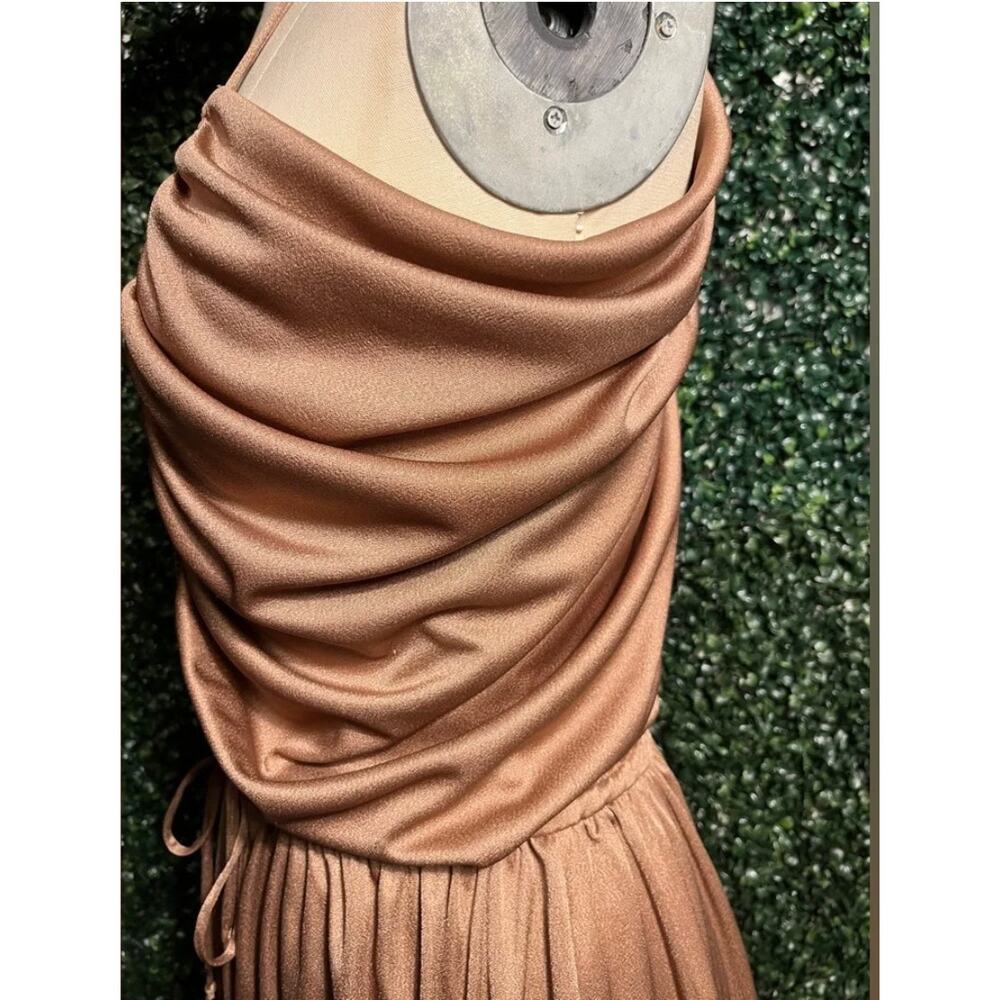 1970's Vintage Joy Stevens Disco Cocktail Midi Dress Small - Picture 2 of 8